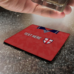 England 1990 Away Shirt - Personalised Drink Coaster - Square Or Circle