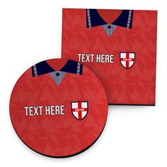 England 1990 Away Shirt - Personalised Drink Coaster - Square Or Circle