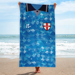 England - 1990 Third Shirt - Personalised Lightweight, Microfibre Retro Beach Towel - 150cm x 75cm