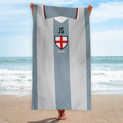 England - 1996 Away Shirt - Personalised Lightweight, Microfibre Retro Beach Towel - 150cm x 75cm