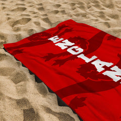 England 4 Red Lions - Euro's - Retro Beach Towel - 150cm x 75cm