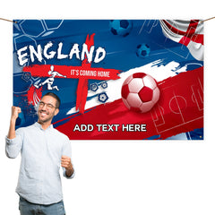 England Abstract Retro Football - Personalised 5ft x 3ft Fabric Banner