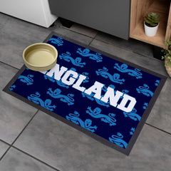 England - Blue Lion Pattern -  Retro Door Mat - 60cm x 40cm