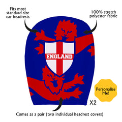 England Crest - Pack of 2 Car Seat Headrest Covers