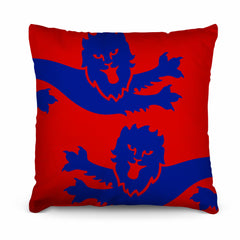 England - It's Coming Home - Red & Blue Lion Pattern Cushion - Two Sizes
