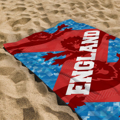 England Patchwork Lions - Euro's - Retro Beach Towel - 150cm x 75cm
