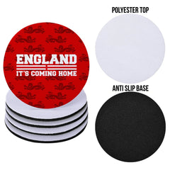 England Red Lion Pattern - Drinks Coaster - Square Or Circle