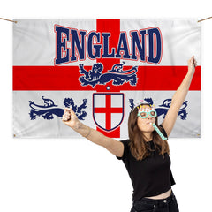 England - St George - 3 Lions - Personalised 5 X 3 Retro Football Banner