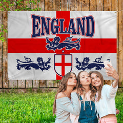 England - St George - 3 Lions - Personalised 5 X 3 Retro Football Banner