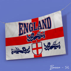 England - St George - 3 Lions - Personalised 5 X 3 Retro Football Banner