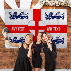 England - St George - 4 Lions & Heart - Personalised 5 X 3 Retro Football Banner