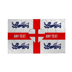 England - St George - 4 Lions & Heart - Personalised 5 X 3 Retro Football Banner