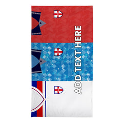 England Three Shirt Design - Personalised Lightweight, Microfibre Retro Beach Towel - 150cm x 75cm