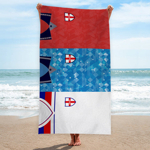 England Three Shirt Design - Personalised Lightweight, Microfibre Retro Beach Towel - 150cm x 75cm