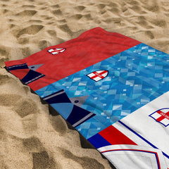 England Three Shirt Design - Personalised Lightweight, Microfibre Retro Beach Towel - 150cm x 75cm