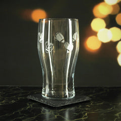Engraved American Football Pattern Pint Glass Set of 4, 20oz Tulip Glasses