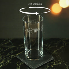 Engraved Bees Set of 4 Patterned Hiball 12oz Glasses