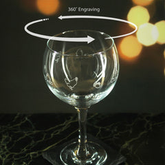 Engraved Chicken Pattern Gin Balloon Set of 4 22.5oz Glasses
