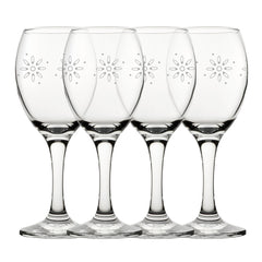 Engraved Fireworks Pattern Pure Wine Set of 4 11oz Glasses