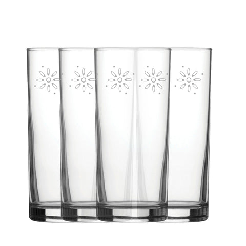 Engraved Fireworks Set of 4 Patterned Hiball 12oz Glasses