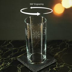 Engraved Fireworks Set of 4 Patterned Hiball 12oz Glasses