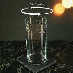 Engraved Hearts Set of 4 Patterned Hiball 12oz Glasses