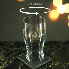 Engraved Ice Hockey Pattern Pint Glass Set of 4, 20oz Tulip Glasses