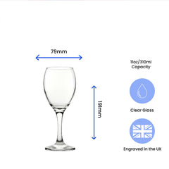 Engraved Leaves Pattern Pure Wine Set of 4 11oz Glasses
