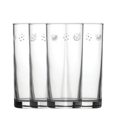 Engraved Lemons Set of 4 Patterned Hiball 12oz Glasses