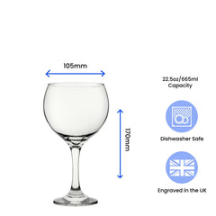 Engraved Snowflake Pattern Gin Balloon Set of 4 22.5oz Glasses