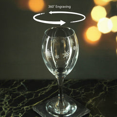Engraved Snowflake Pattern Pure Wine Set of 4 11oz Glasses