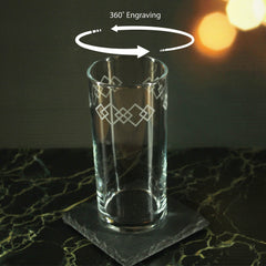 Engraved Squares Set of 4 Patterned Hiball 12oz Glasses