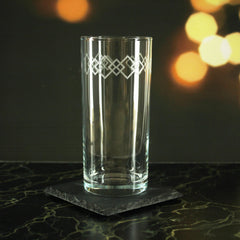 Engraved Squares Set of 4 Patterned Hiball 12oz Glasses