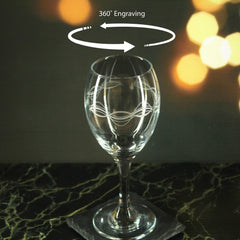 Engraved Waves Pattern Pure Wine Set of 4 11oz Glasses