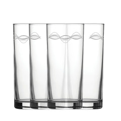 Engraved Waves Set of 4 Patterned Hiball 12oz Glasses