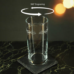 Engraved Waves Set of 4 Patterned Hiball 12oz Glasses