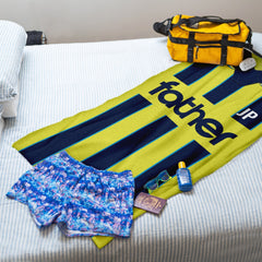 FATHER - Manchester Blue - 1998 Away - Personalised Lightweight, Microfibre Retro Beach Towel - 150cm x 75cm
