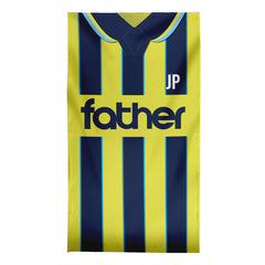 FATHER - Manchester Blue - 1998 Away - Personalised Lightweight, Microfibre Retro Beach Towel - 150cm x 75cm