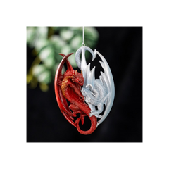 Fire and Ice Dragon Hanging Ornament by Anne Stokes