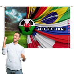 Flag Explosion - Wales - Personalised Football 5ft x 3ft Fabric Banner
