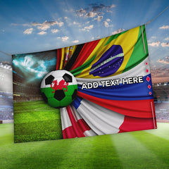 Flag Explosion - Wales - Personalised Football 5ft x 3ft Fabric Banner