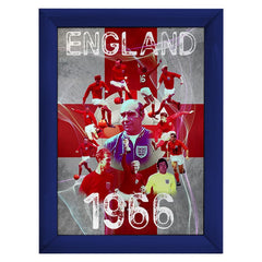 Football Art England 1966 - A4 Metal Sign Plaque - Frame Options Available