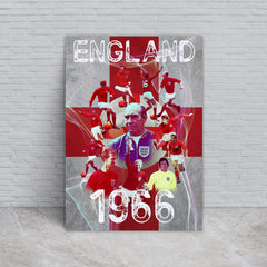 Football Art England 1966 - A4 Metal Sign Plaque - Frame Options Available