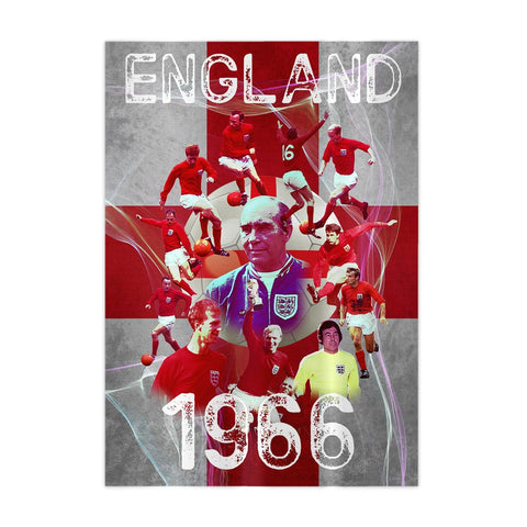 Football Art England 1966 - A4 Metal Sign Plaque - Frame Options Available
