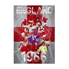 Football Art England 1966 - A4 Metal Sign Plaque - Frame Options Available