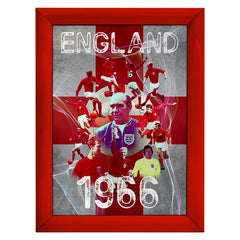 Football Art England 1966 - A4 Metal Sign Plaque - Frame Options Available