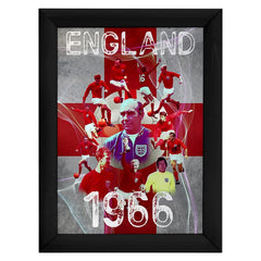 Football Art England 1966 - A4 Metal Sign Plaque - Frame Options Available