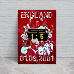 Football Art England 2001 - A4 Metal Sign Plaque - Frame Options Available