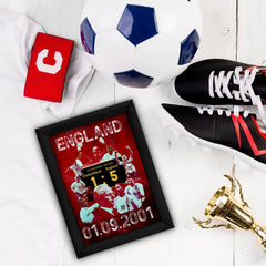 Football Art England 2001 - A4 Metal Sign Plaque - Frame Options Available