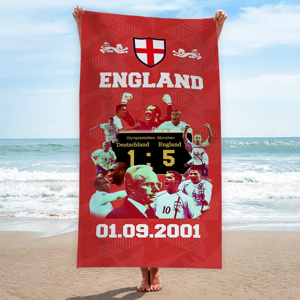 Football Art England 2001 Beach Towel - 150cm x 75cm